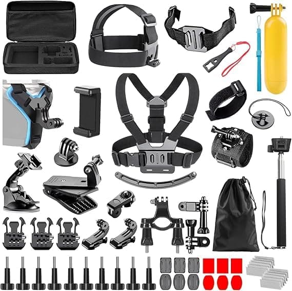 49 in 1 GoPro Action Camera Accessory Kit Bundle Compatible with GoPro Hero 12 11 10 9 8 7 6 5 for SJCAM Akaso Apeman Xiaomi Yi Action Camera Accessories Bundle Kit