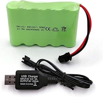 6V Battery Pack, 2400mAh Ninh Rechargeable AA Battery Pack, Come with Charge Cable, for RC Truck Cars Power Tools (SM Plug)