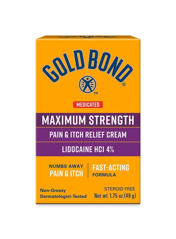 Gold Bond Medicated Maximum Strength Pain & Itch Relief Cream, Intense Itch Relief, 1.75 oz., with Lidocaine