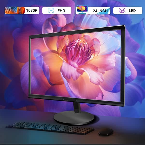 Dell Black Treasure Box Desktop PC Computer, Intel Core i5 up to 3.6G, 16G RAM, 512G SSD, WiFi, Bluetooth, DVD, New 24'' 1080 FHD LED, RGB Sound Bar, Win 11 Pro (Renewed)