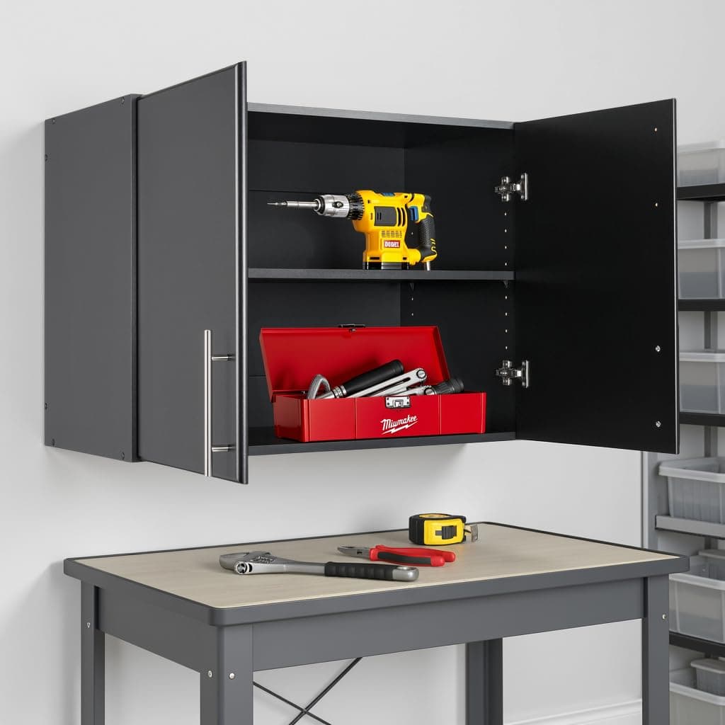 Prepac Elite Storage Cabinet, 32" Stackable Wall, Black