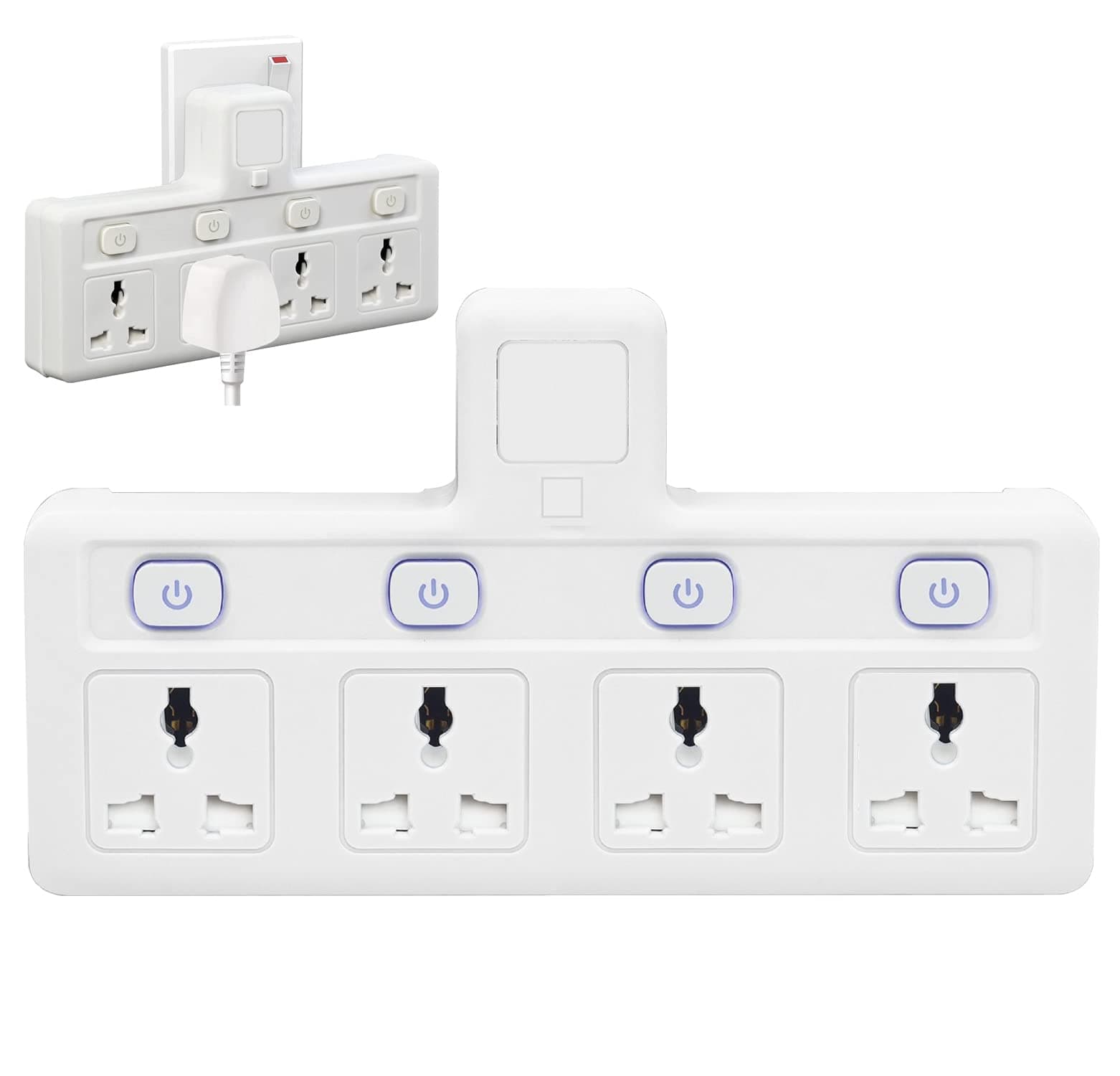 Tycom Power Adapter Multi Plug Extension with 4 Ways Night Light, Extender Wall Charger Socket Multiple Electrical Outlet Adaptor, Charging Station for Home, Office -4 Way without Night Light