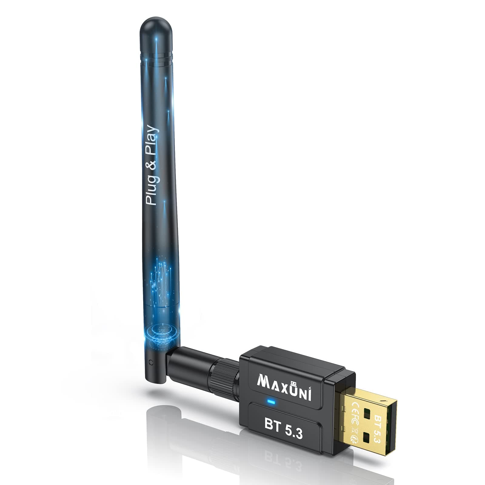 USB Bluetooth 5.3 Dongle Adapter for PC Laptop Computer Desktop, Low Latency EDR Bluetooth Receiver for Bluetooth Keyboard Mouse, Support Windows 10/11/8.1(Plug and Play)