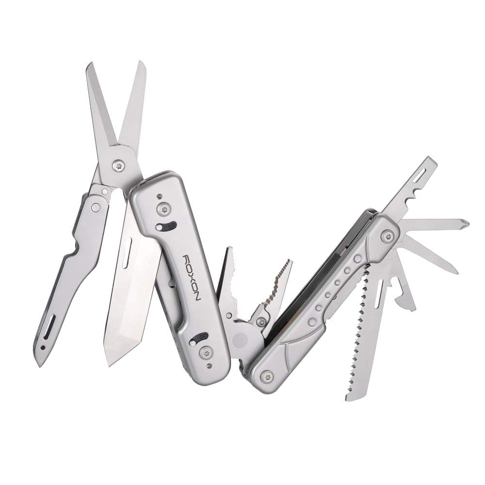 ROXON S802 Phantom Multi Tool Pliers and Folding Pocket Scissors with Replaceable Knife and Wire Cutters