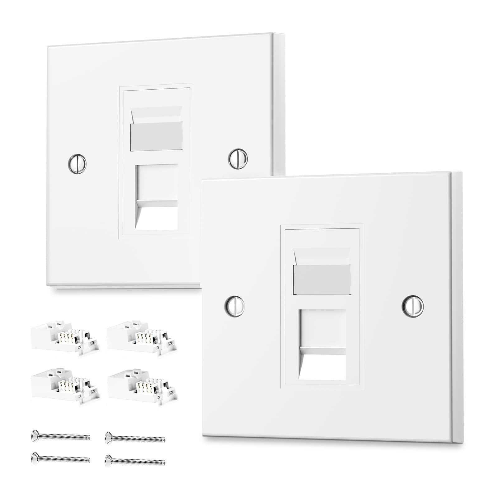 VCE RJ45 Socket Cat6 Network Single Port Flat Face Wall Plate 2 Sets