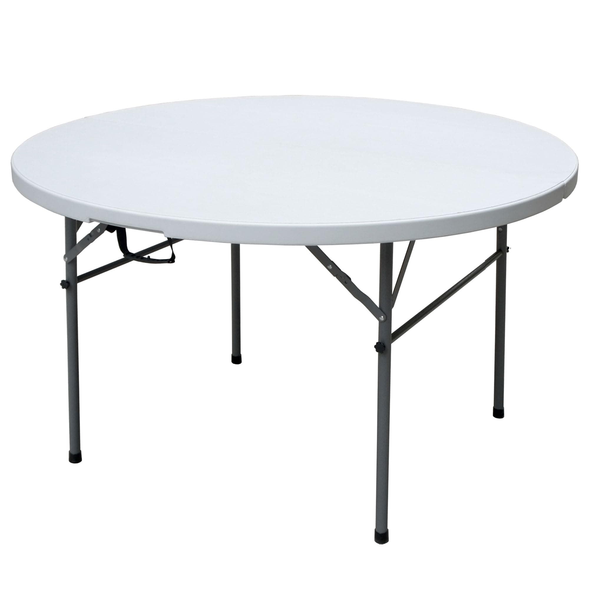Plastic Development Group4 Foot Round Folding Multipurpose Banquet Table with Secure Base for Indoor and Outdoor Events, White