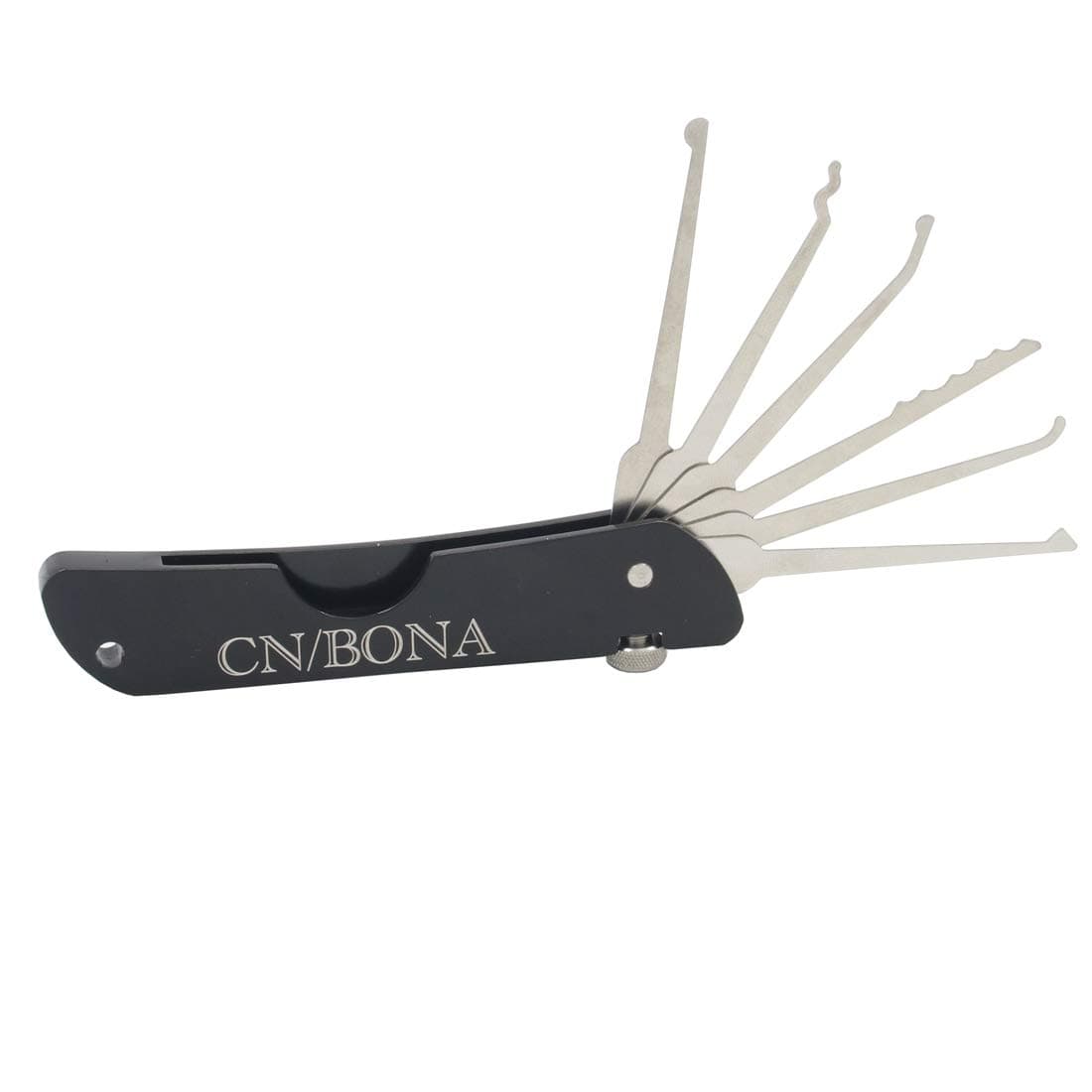 MICG Portable Folding Single Hook Picks Lock Locksmith Quick Openers Jackknife Training Tool Set (Black)