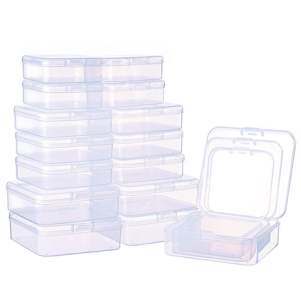 BENECREAT 27 PACK Mixed size Rectangle Mini Clear Plastic Bead Storage Containers Box Case with lid for Items,Pills,Herbs,Tiny Bead,Jewerlry Findings, and Other Small Items