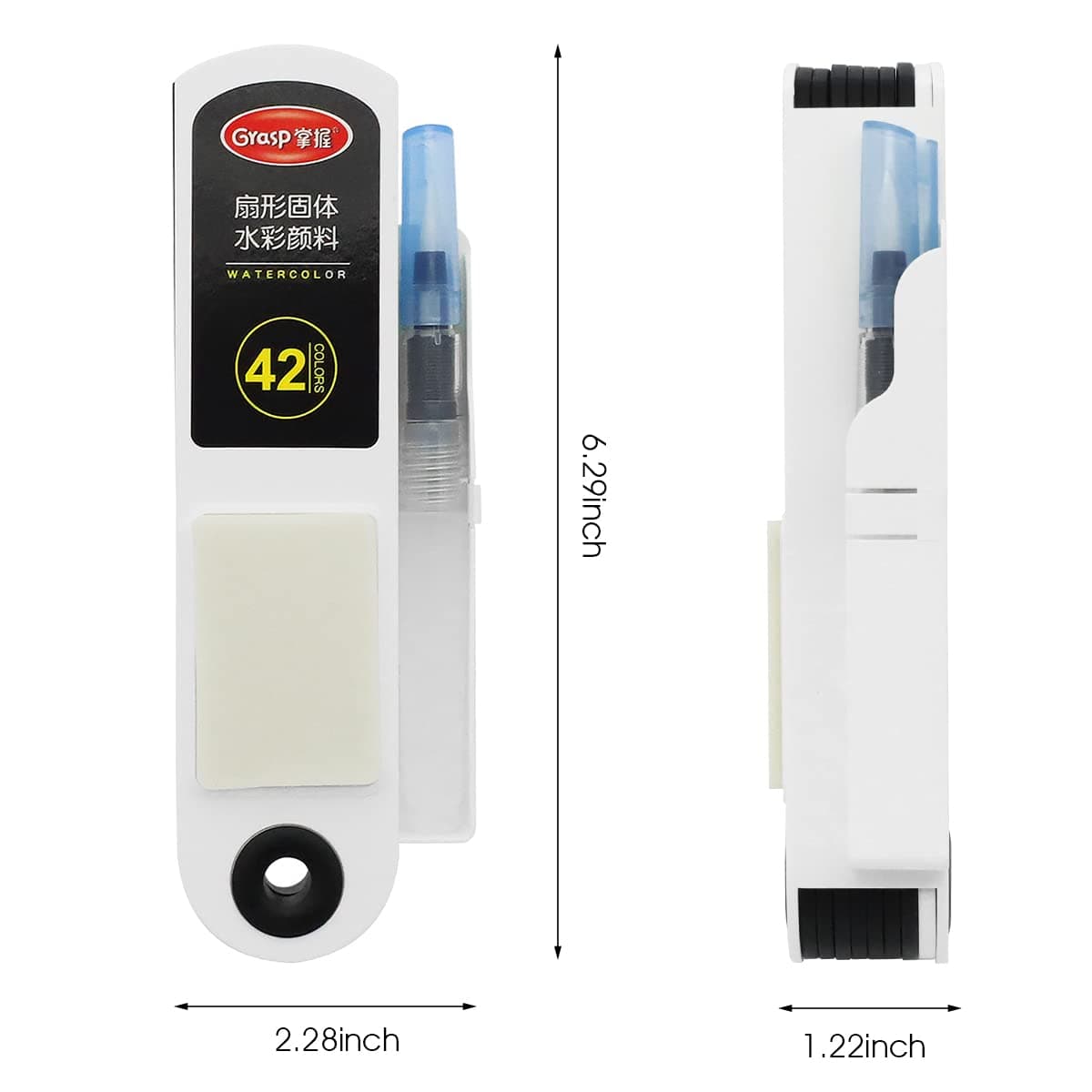 HASTHIP® 42 Colors Foldable Solid Watercolor Paint Set with Refillable Water Brush Pen and Absorbent Sponge, Watercolor Travel Set for Students Adults Beginners Artist, Black