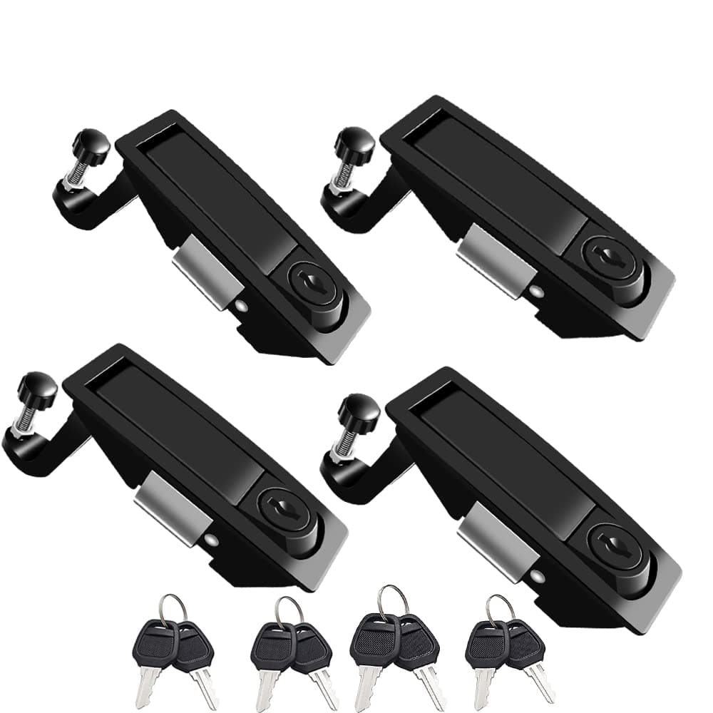 WJSKDQ 4Pcs Compression Latch Lock Trigger Latch Lock Compression Latches Flush Mount Zinc Alloy Adjustable Lever Hand Operated Black