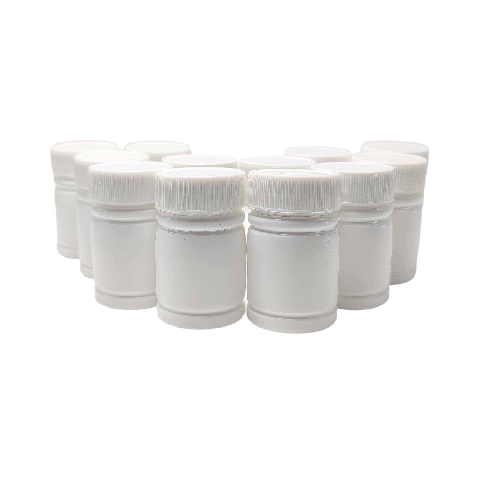 Upstore 50PCS White Plastic Empty Refillable Solid Medicine Pill Tablet Bottle Case Capsule Holder Container Vials Box for Chemical Powder Sample Liquid Storage (30ml/1oz)