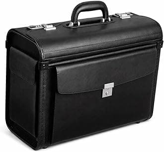 Genova Pilot Case Multi-section 2 Combination Locks Leather-look Black Ref 45028, Black, Pilot Case