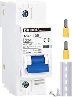 DIHOOL Miniature Circuit Breaker MCB, 1 Pole, 100Amp,230VAC,Type C