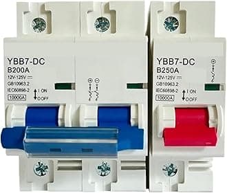 DC Circuit Breaker 1P 2P 80A 100A 125A 150A 200A 250A DC Circuit Breaker for 12V 24V 36V 48V 60V 72V 120V Solar Cells RV Battery Circuit Breaker(1P,80A)