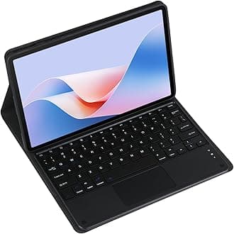 Magnetic Detachable Wireless Keyboard & Mouse Combo with Leather Cover for Huawei MatePad M6 8.4-inch Tablet Full Wrapped Protection Keyboard Case (Black,Touch Pad)