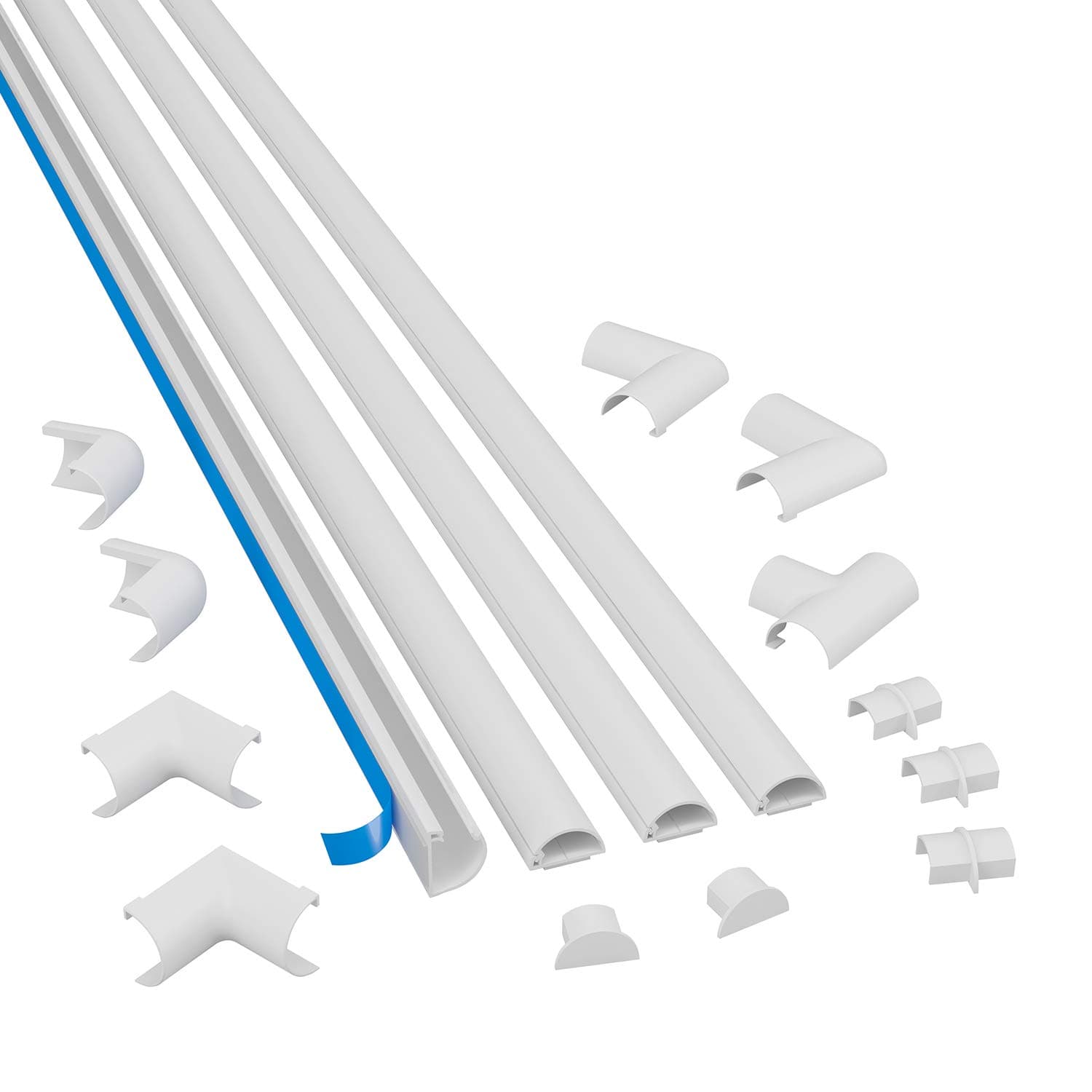 D-Line Cable Raceway Kit - Micro+ | Self-Adhesive Wire Covers | Electrical Raceway, Popular Cable Organizer for Home Theater, TV, Office and Home | 4 x 39 Lengths Per Pack - White