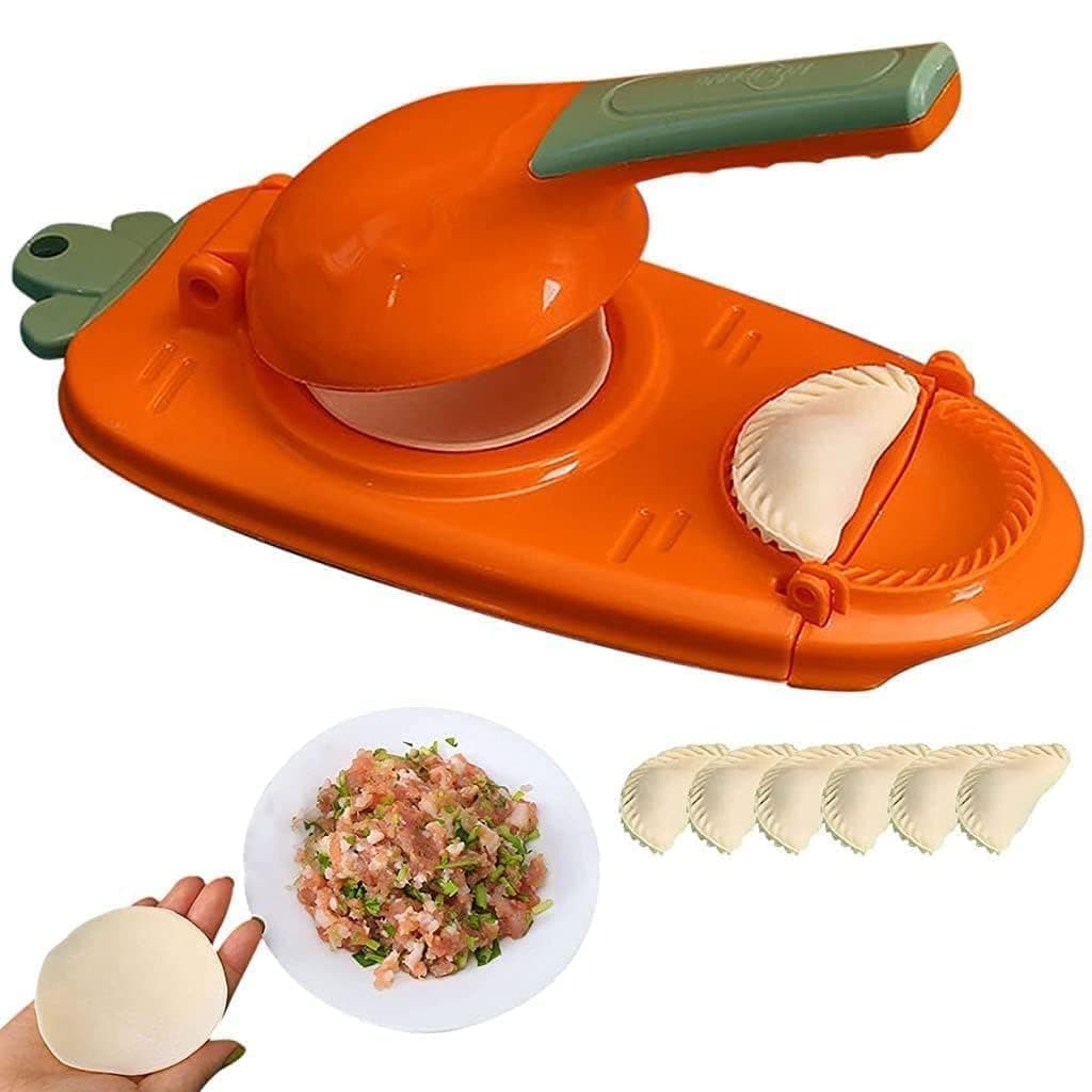 Tekcool 2 in 1 Dumpling Maker Ghughra Momos Maker Machine, Skin Press Mould for Gujiya Ghughra Mould Machine, Kitchen Dumpling Making Tool with Dumpling Puri Maker (Assorted Color, Design 2)
