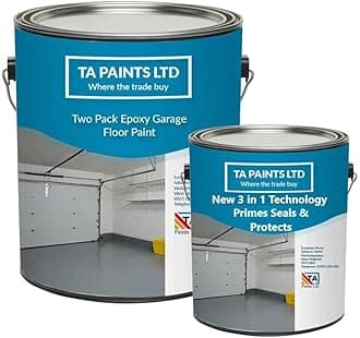 T A Paints Ltd Two Pack Epoxy Resin Garage Floor Paint 3 In 1 Primer Sealer Protect Heavy Duty 2k Industrial Factory Floor Coating for Concrete Stone Brick (1L Clear Dust Sealer)