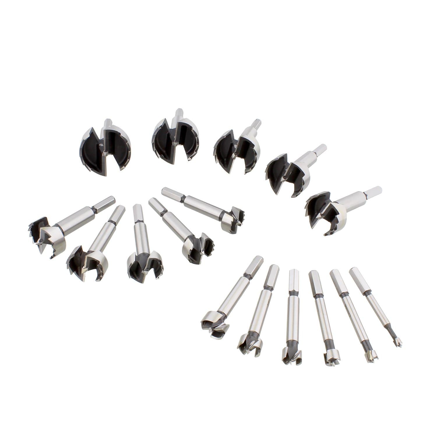 DCT Forstner Bits Wood Drill Bits 16pc 1/4 – 2-1/8 SAE Hole Saw Drill Bit Set Forstner Drill Bits for Wood Boring Bits