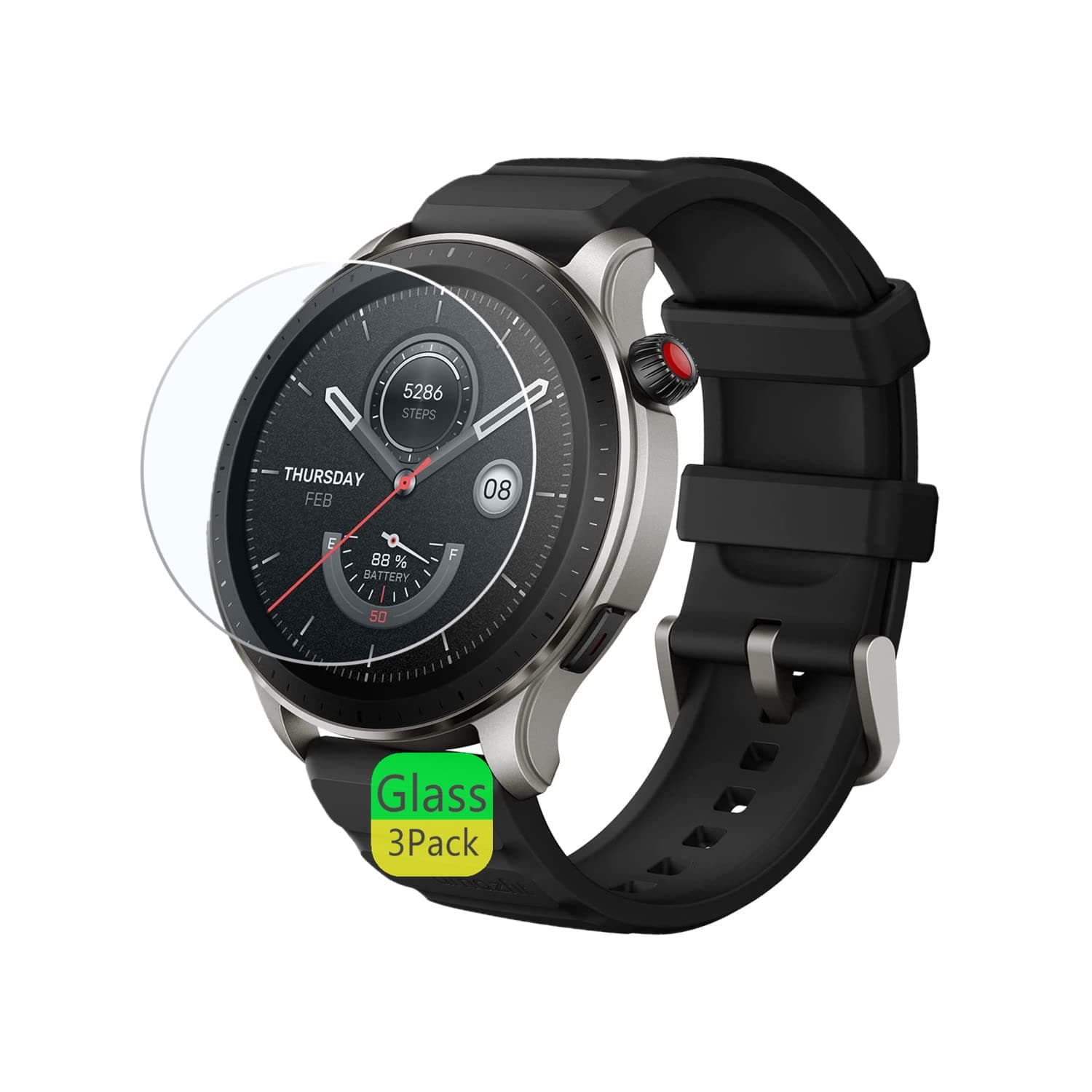 Compatible for Amazfit GTR 4 Screen protector (3 Pack) Smart Watch Tempered Glass Film