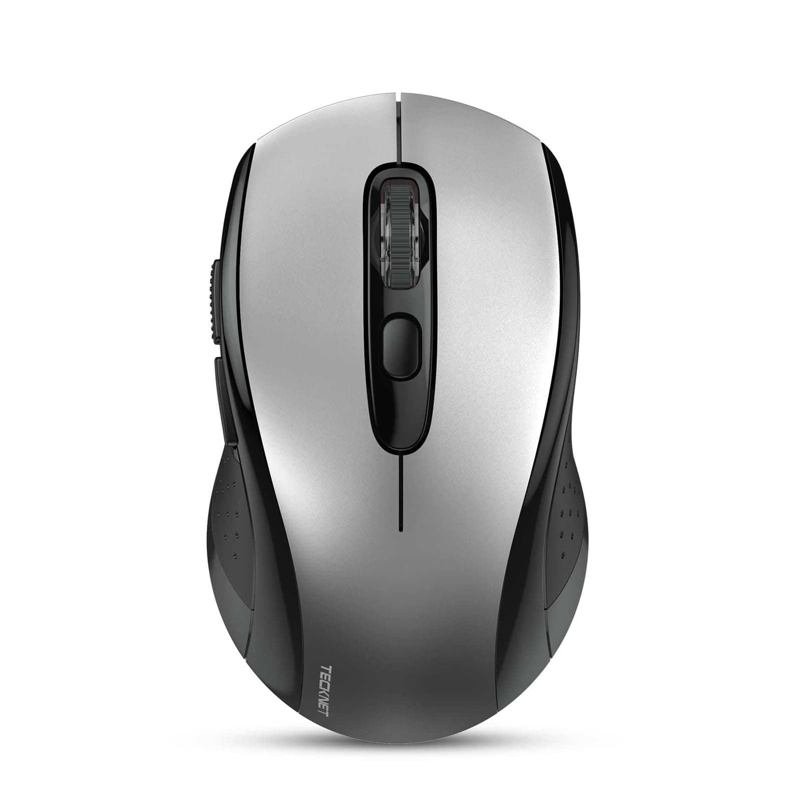 TECKNET Bluetooth Wireless Mouse, 2-in 1 Bluetooth 5.0 & 3.0 Mouse 2.4G Wireless Portable Optical Mouse with USB Nano Receiver, Ergonomic Mouse for Laptop, MacBook, PC, Windows, Android(Black Silver)