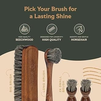 LEMOYNE Leather Shoe Shine Kit for Men - 13 PCS Shoe Polish Kit for Complete Leather Boot Care - Includes Brushes, Mink Oil, Cloths, and More - Perfect for Travel, Office, or Home Use, Black &