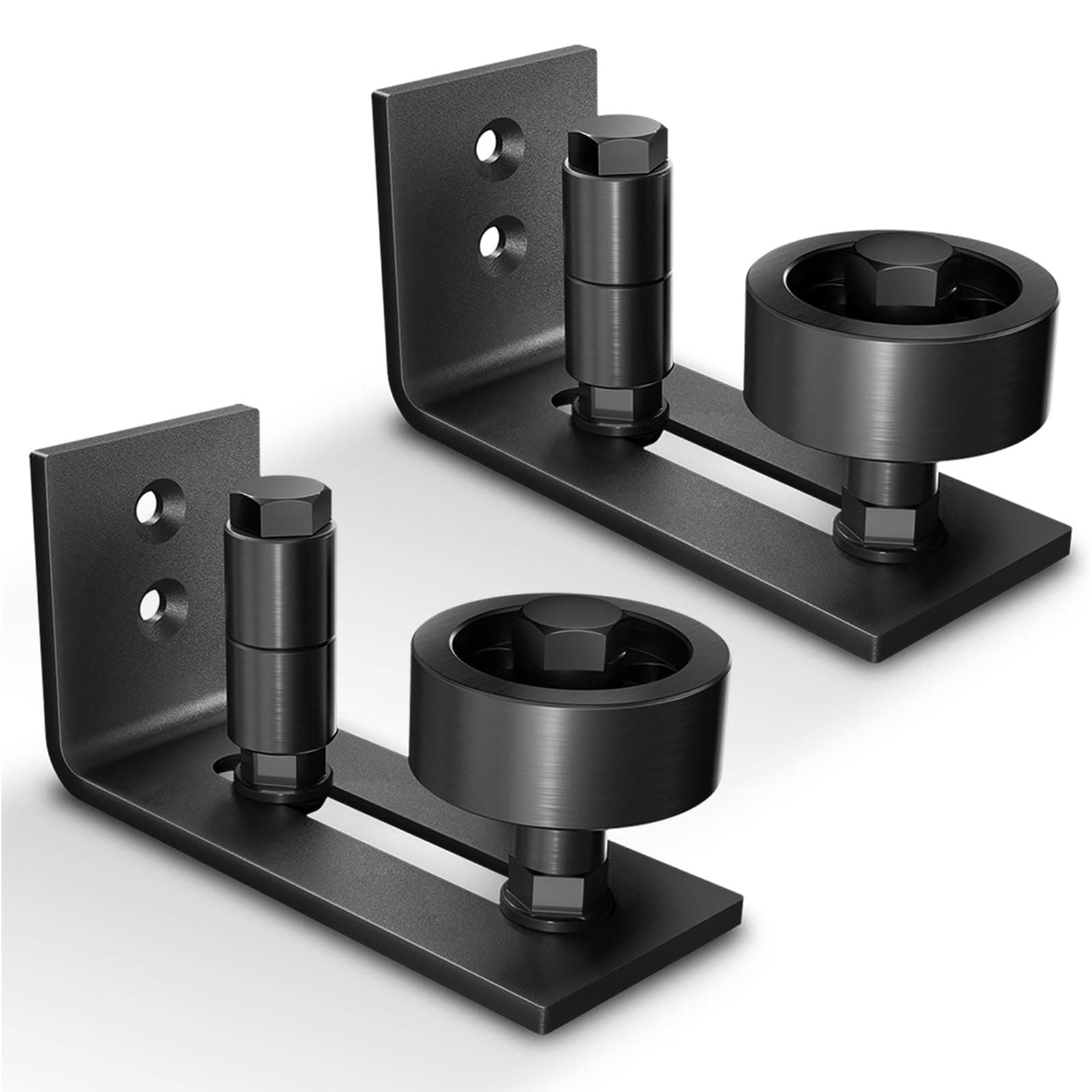 2 Pack Barn Door Floor Guide,8 Assemble Setup Options,Wall Mount System,Adjustable Stay Roller,Flush Flat Bottom Design,Black