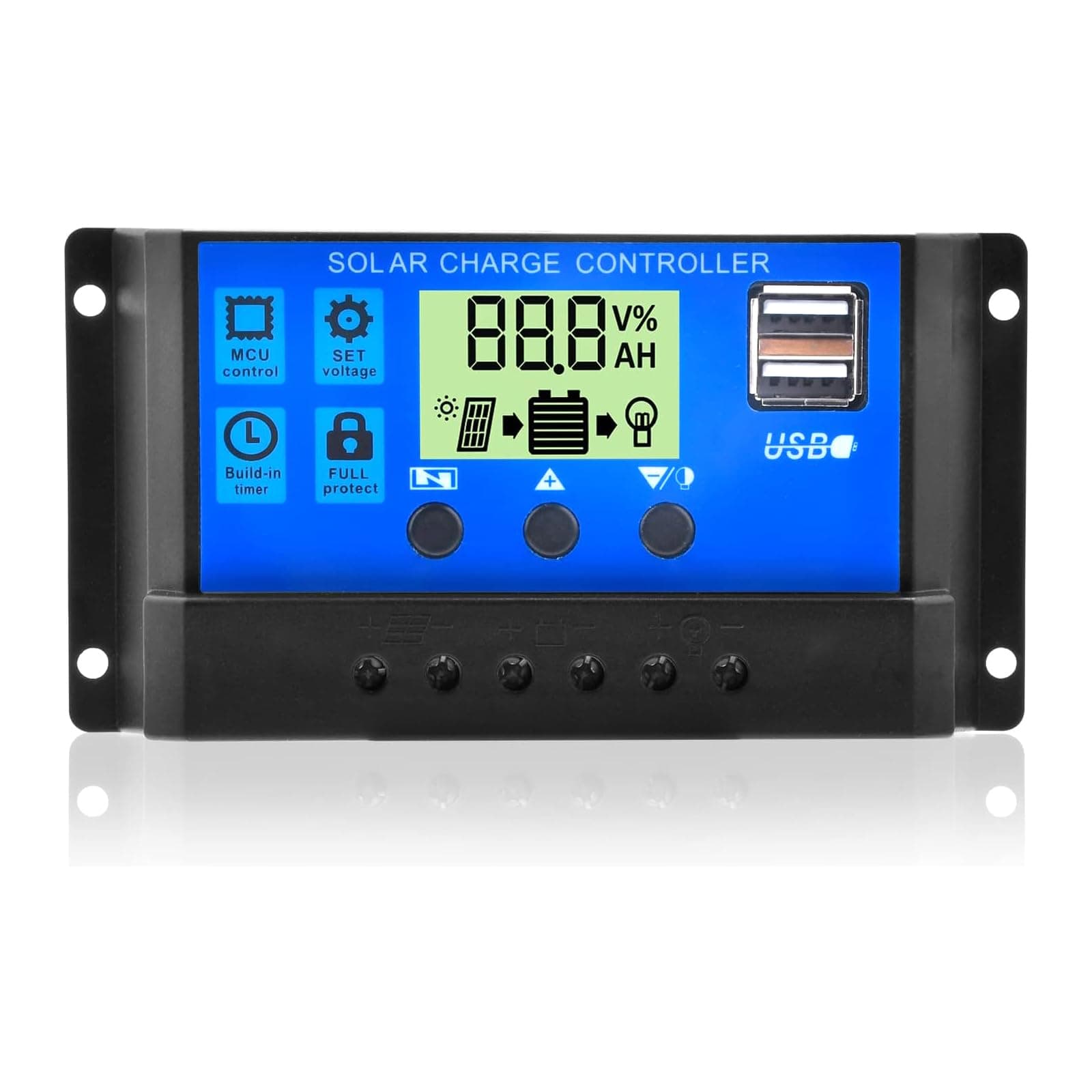 Diymore Solar Charge Controller(Updated Version),30A Solar Panel Charge Controller,12V/24V Solar Panel Battery Regulator with Dual USB Port and LCD Display