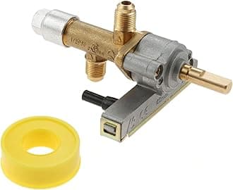 Gas Safety Control Valve with Piezo Push Ignition Device Replacement for Garden Sun Propane Powered Patio Heater Repair Replaces Parts(7/16"-24 UNEF Inlet & Outlet)