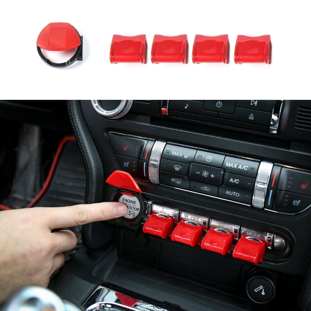 Center Console Start/Stop Control Swicth Button Decor Cover Trim for Ford Mustang 2015 2016 2017 Interior Accessories