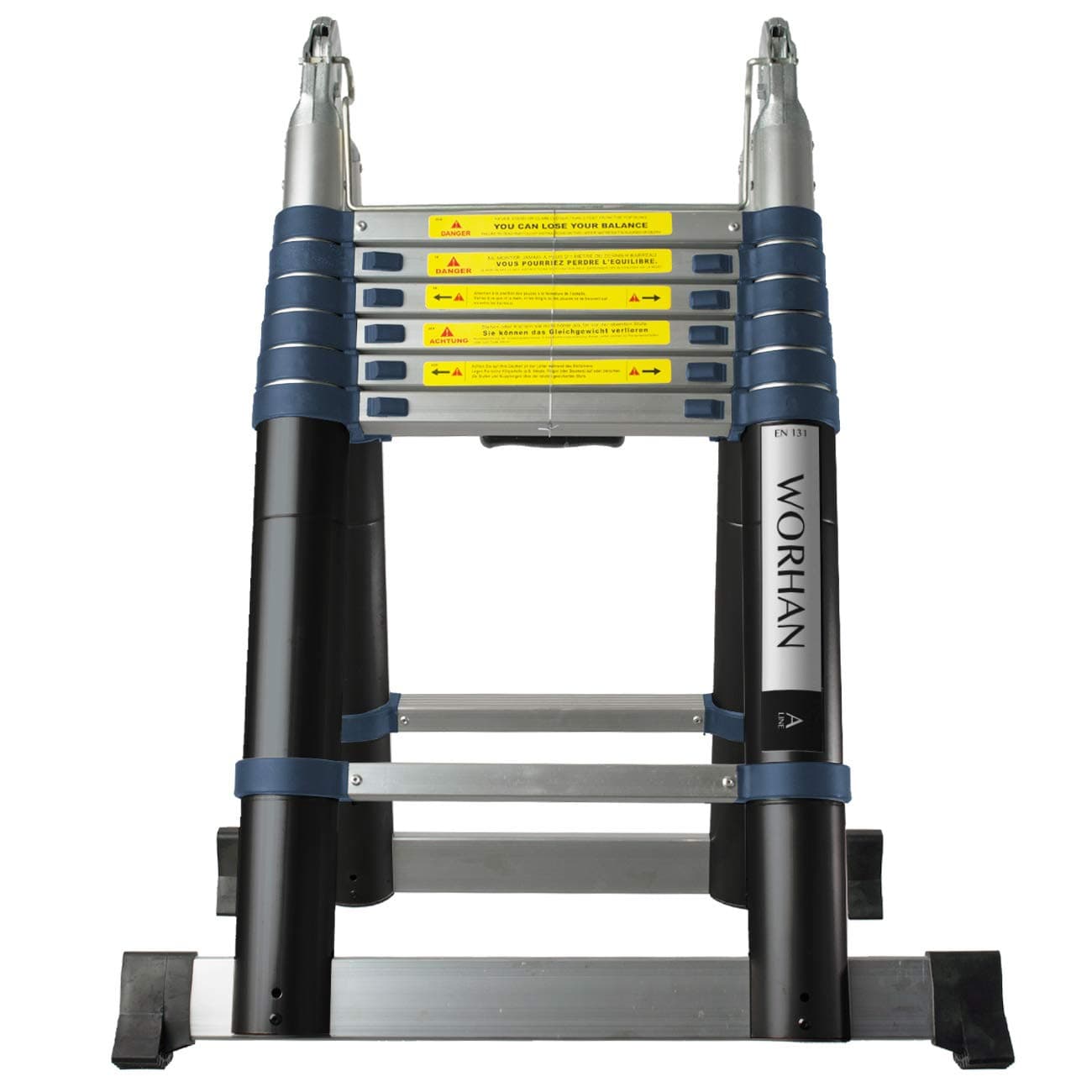 WORHAN® 4.4m (14' 4'') Double Telescopic Foldable Extendable Multipurpose Aluminium A Frame Robust Ladder Step Ladder ( 4.4m A-line) K4.4A