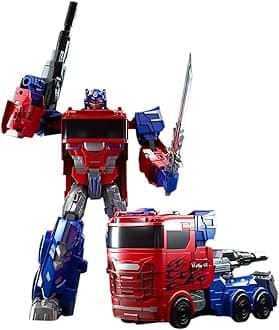 De-Lite 2025 Action Figures Soft Touch Vinyl Plastic Collectible Model Toys… (Big Convertible Transforming Robotic Building DIY Robot Truck Interactive Power Giant, 25 CM)