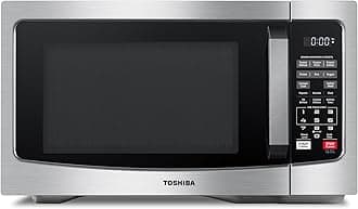 TOSHIBA EM131A5C-SS Countertop Microwave Ovens 1.2 Cu Ft with 12.4" Removable Turntable Smart Humidity Sensor, 12 Auto Menus Mute Function ECO Mode Easy Clean Interior, 1000W, Silver