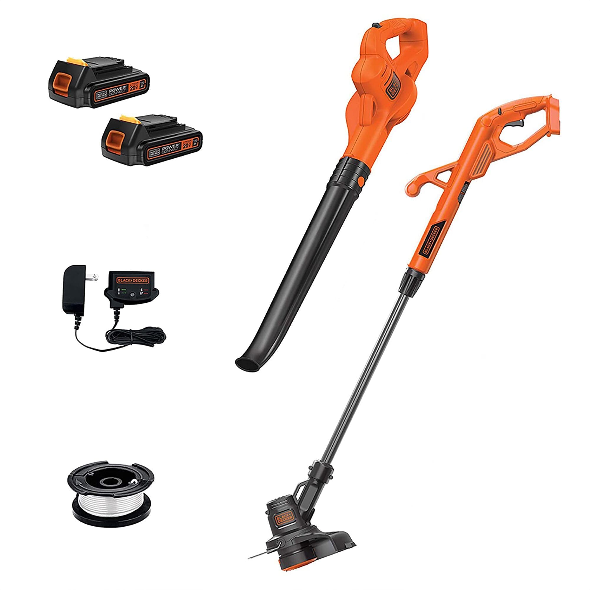 20V MAX Weed Eater, Edger and Sweeper Combo, Includes 2 Batteries and Charger, Cordless Electric Weed Wacker and 130 Mph Hard Surface Leaf Blower, 10 in. (LCC222)