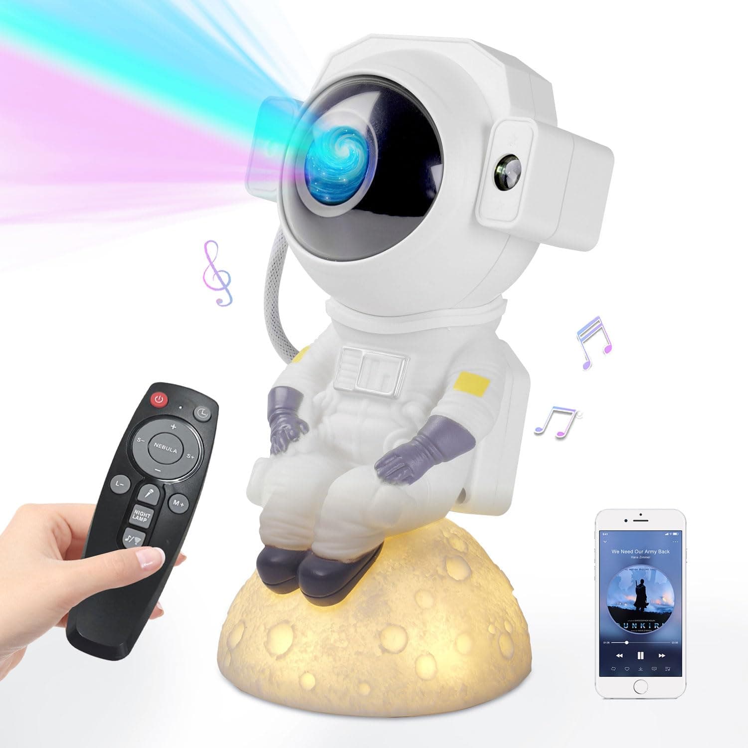 Astronaut Star Projector Galaxy Night Light,with Timer, Remote & Bluetooth Speaker, 360° Adjustable Multiple Colors Projections Star Night Light Projector for Kids Adults Bedroom