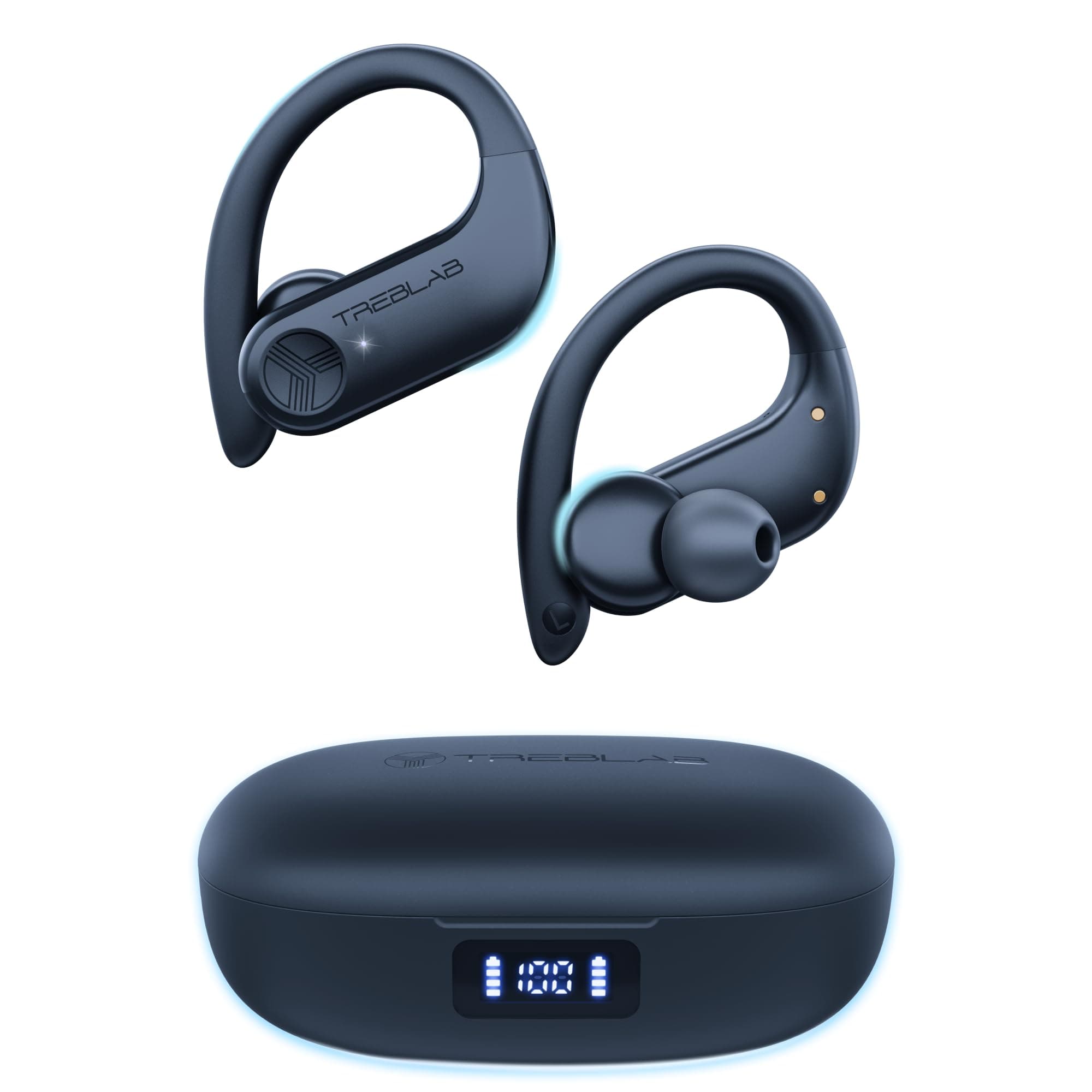 X3 Pro - Workout True Wireless Earbuds, Comfortable Earhooks, Bluetooth 5.3, Punchy Bass, Noise Isolation, 145H Playtime, IPX5 Waterproof, Sweatproof, 2 Mics for Calls, Sport Bluetooth Earbuds