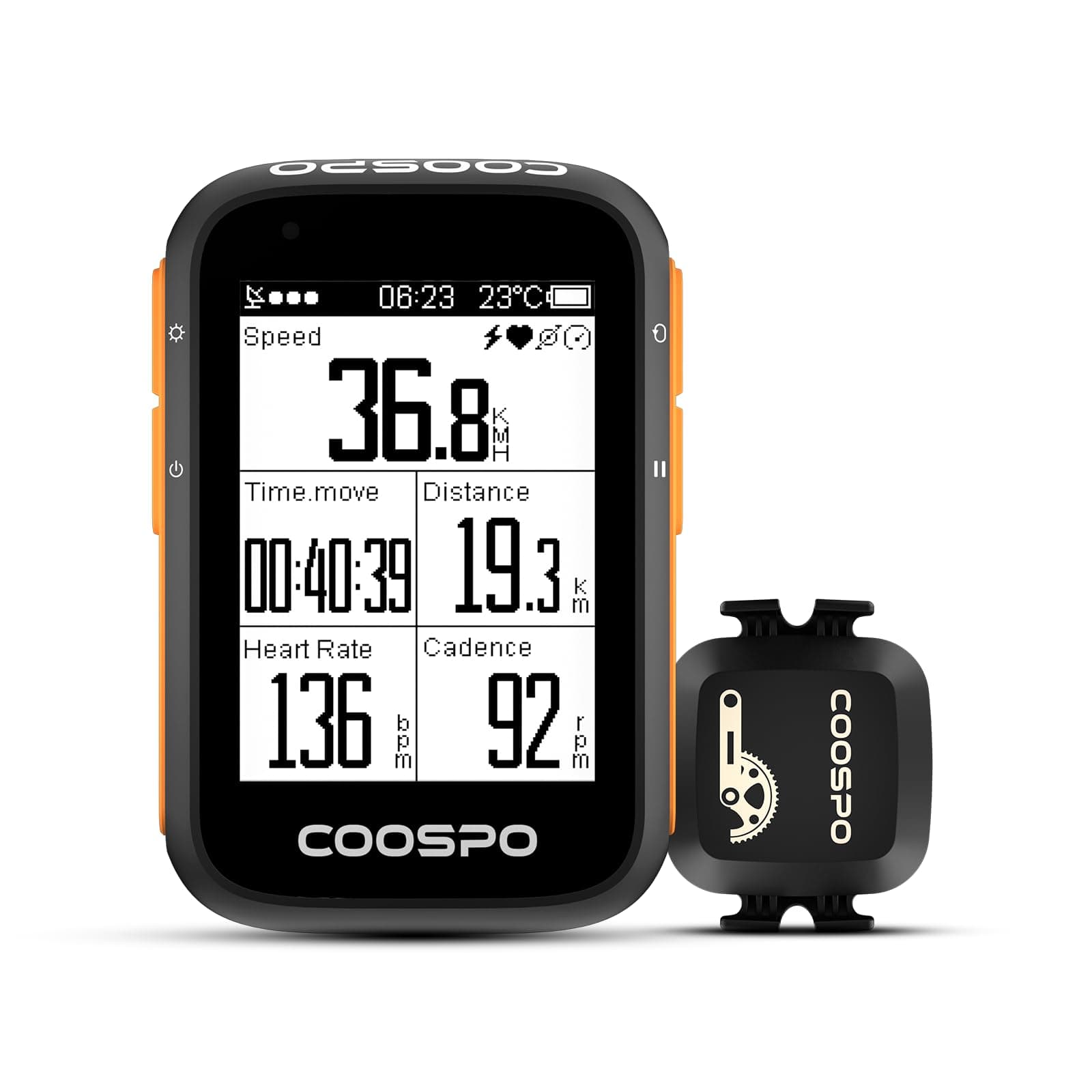GPS Bike Computer Wireless Cycling Computer Speedometer Odometer with 2.4 Inch LCD Display, 3 Satellite Systems 36 Hours Battery Life IP67 Waterproof Support BLE 5.0 ANT+
