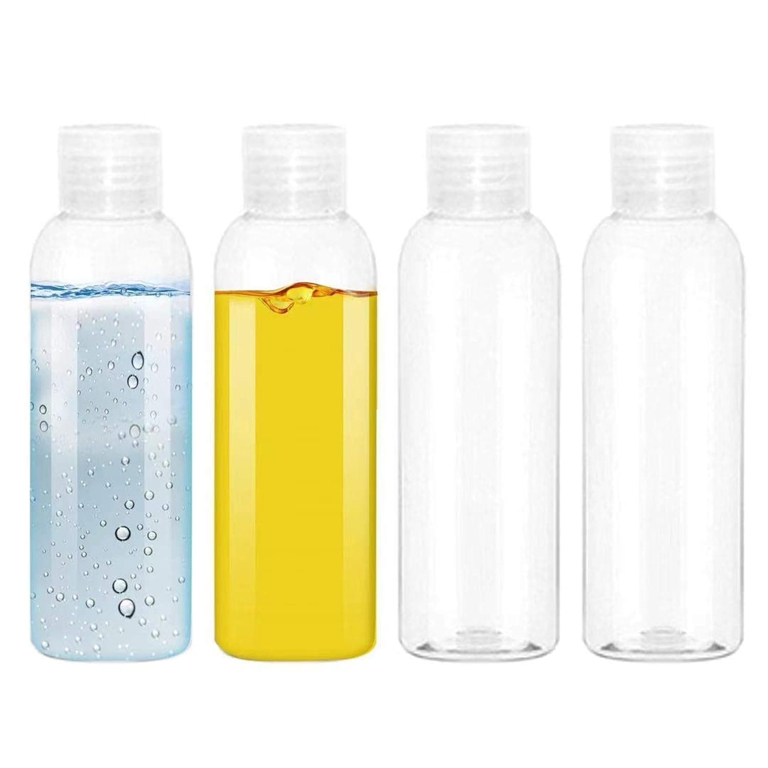 4 Pack 100ML Empty Clear Plastic Squeeze Bottles with Disc Top Flip Cap Travel Bottle BPA-Free Containers For Shampoo, Lotions, Liquid Body Soap, Creams