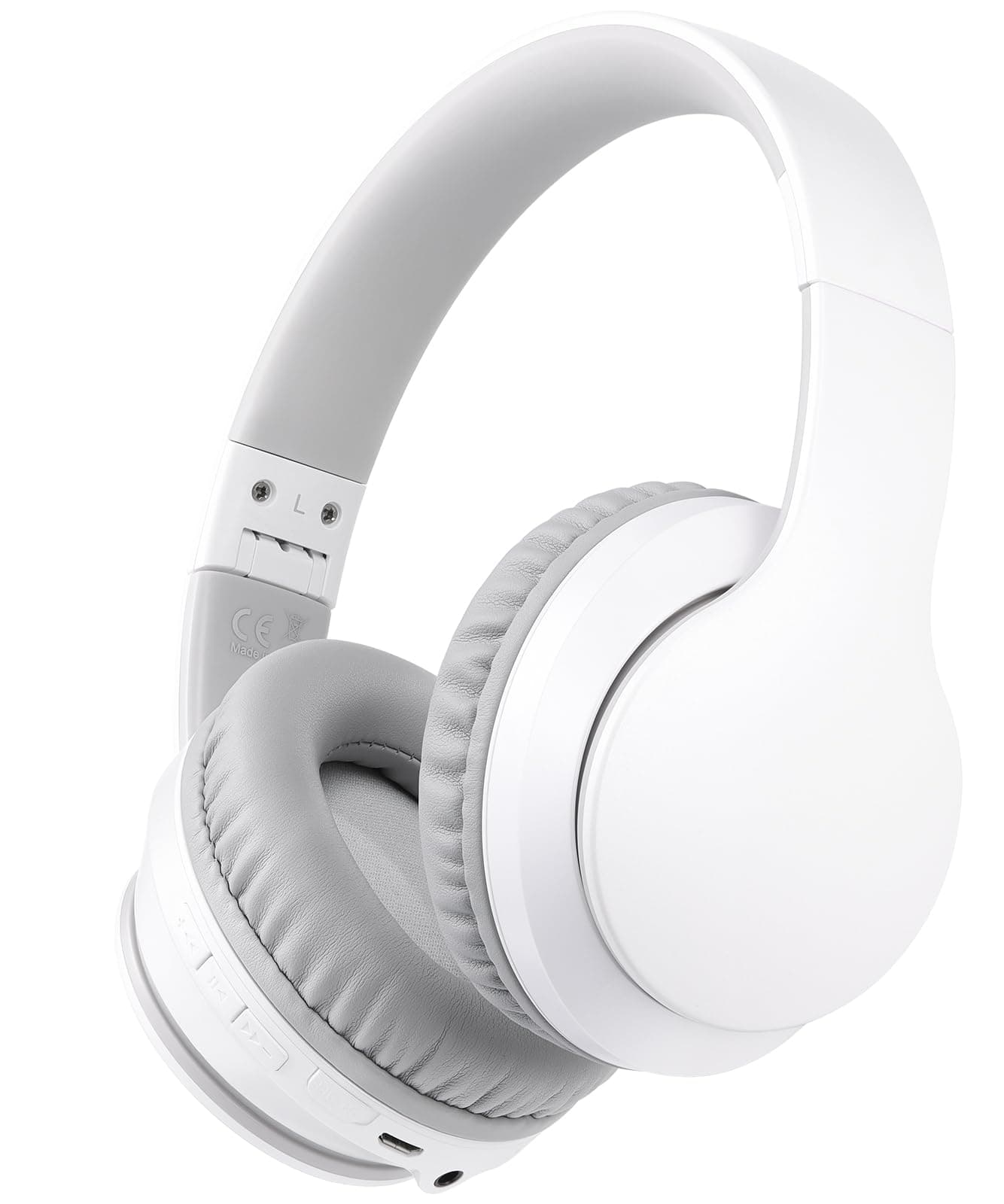 E7 Over Ear Wireless Bluetooth Headphones with Mic, Foldable Wired/Wireless Headphones with Microphone for Kids Childrens Boys Girls Teen Youth Adult White