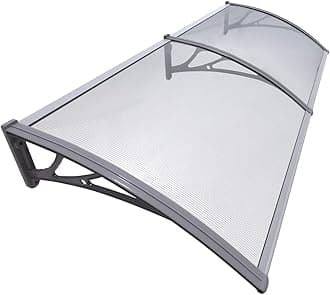 VOUNOT® Front Door Canopy Outdoor Awning, Rain Shelter for Back Door, Porch, Window, 200 x 80 cm, Grey