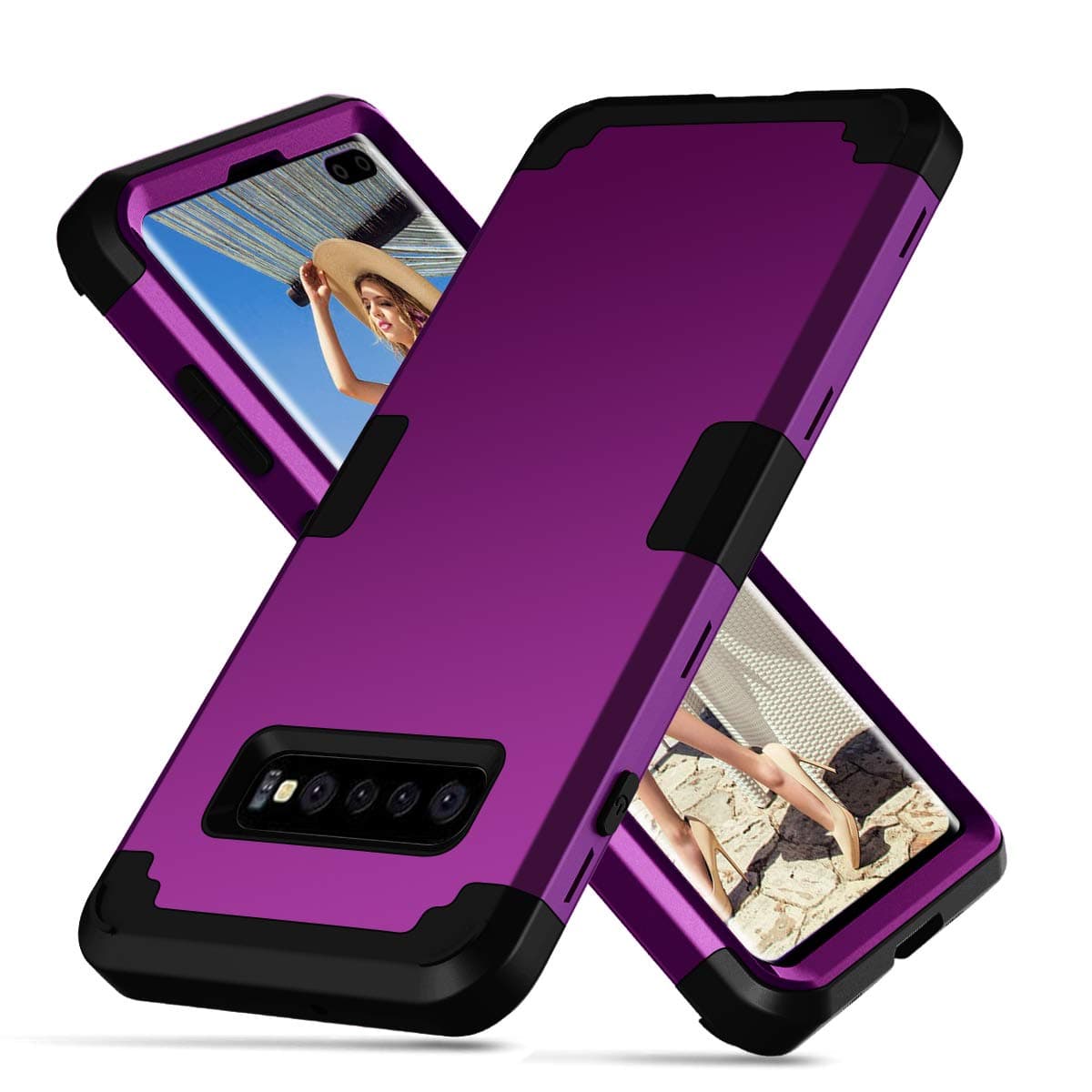Galaxy S10 Plus Case, UZER Three Layer 3 in 1 Hybrid Ultra Defender Hard PC & Soft Silicone Rugged Bumper High Impact Resistant Shock-Absorption Full-Body Protective Case for Samsung Galaxy S10 Plus
