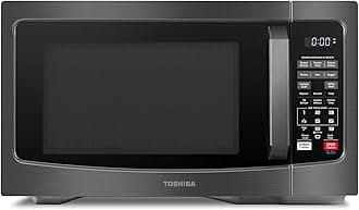 TOSHIBA EM131A5C-BS Countertop Microwave Ovens 1.2 Cu Ft, 12.4" Removable Turntable Smart Humidity Sensor 12 Auto Menus Mute Function ECO Mode Easy Clean Interior Black Color 1000W