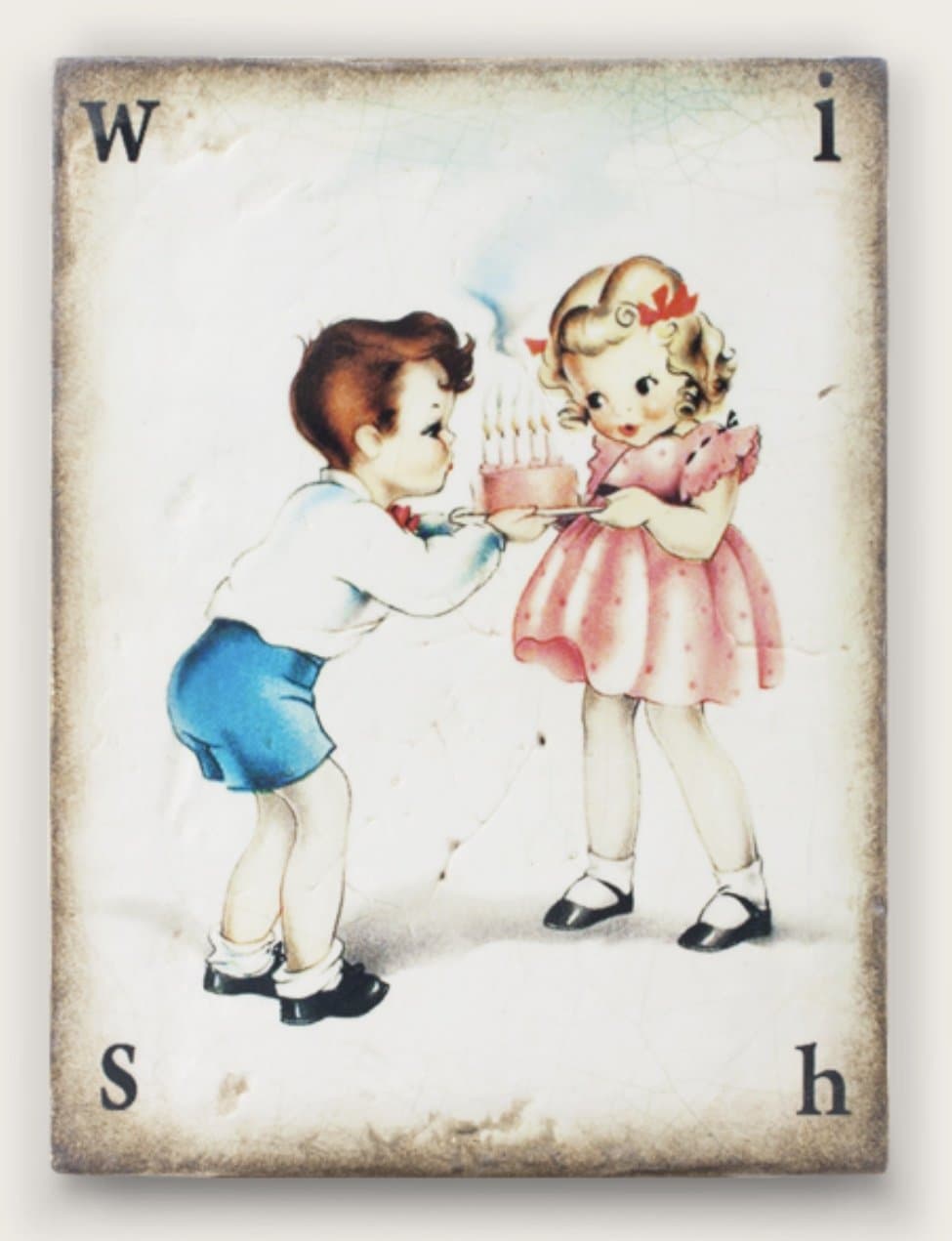 Sid Dickens Memory Block Wish SB04 Excellent Retired Wall Tile Birthday