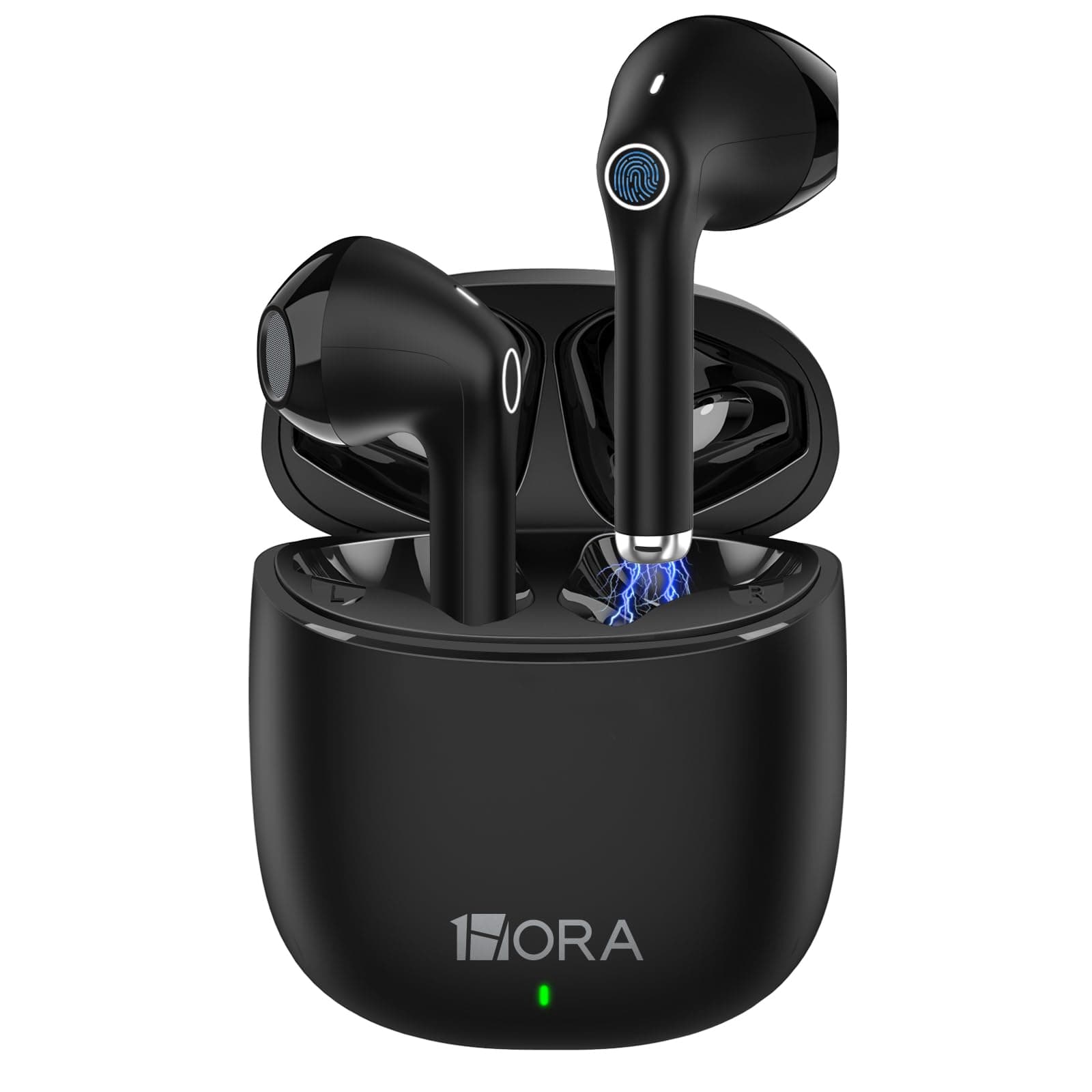 1 Hora Wireless Earbuds, Bluetooth 5.3 Ear Buds with Charging Case, Clear Calls, Deep Bass, Touch Control, Lightweight in-Ear Headphones Compatible with iPhone Android