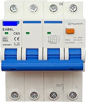 AC230V MCB Leakage Protector RCBO Overload Short Circuit Protection 4P 30mA Residual Current Circuit Breaker Switch RCCB RCD (Size : 4P, Color : 40A)