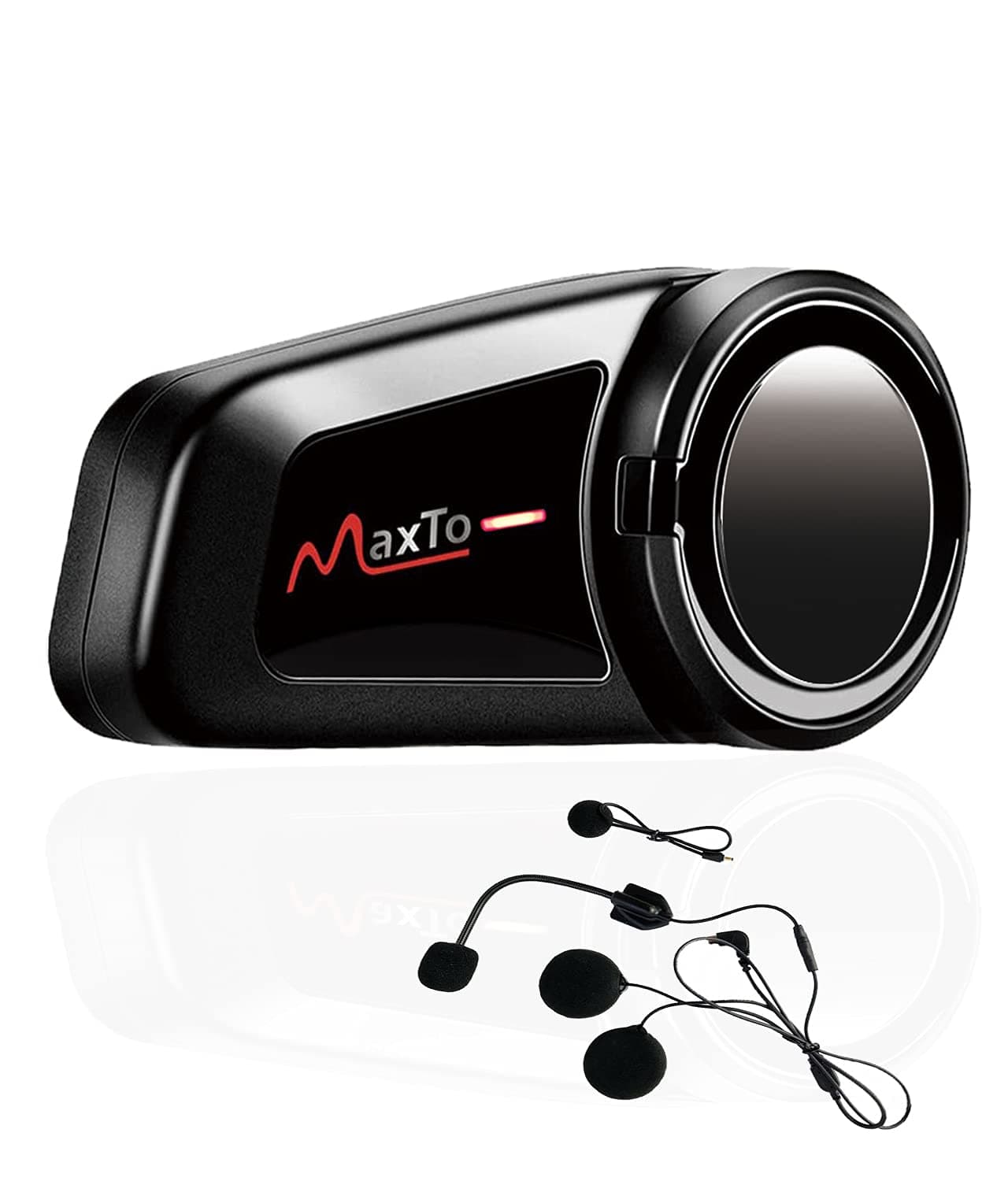 Maxto Bluetooth Headset Intercom, M2 Motorcycle Helmet Communication Systems for 6-Riders Pairing Range-1000meters with FM Radio, Waterproof Hands Free with Noise Cancellation Connect with Any(Black)