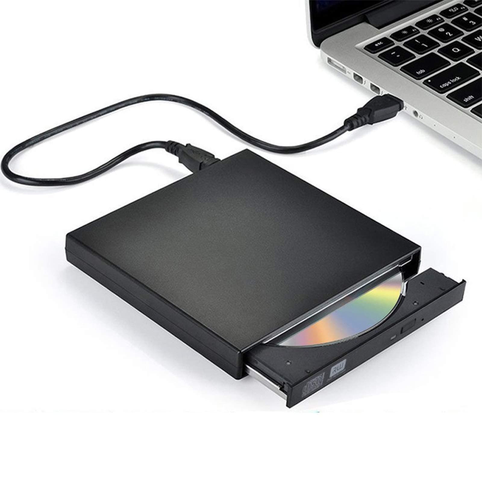Blingco USB 2.0 Slim Plotter External CD-RW Drive DVD-RW Burner Writer Player for External CD DVD Drive, Laptop Notebook PC Desktop Computer, Black