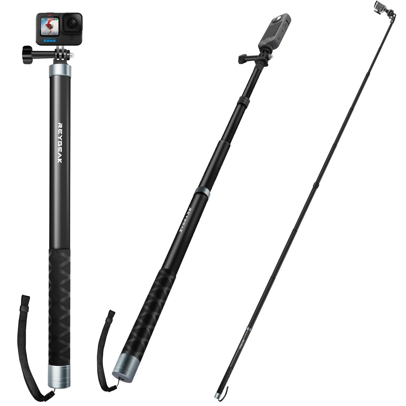 REYGEAK Ultra Long Selfie Stick Pole 3M/118 Inch Carbon Fiber Lightweight Waterproof Extendable Handheld Monopod for GoPro Max Hero 11 10 9 8 7 6 5 Insta360 X2 X3 DJI Action 2 3 AKASO 360 Camera