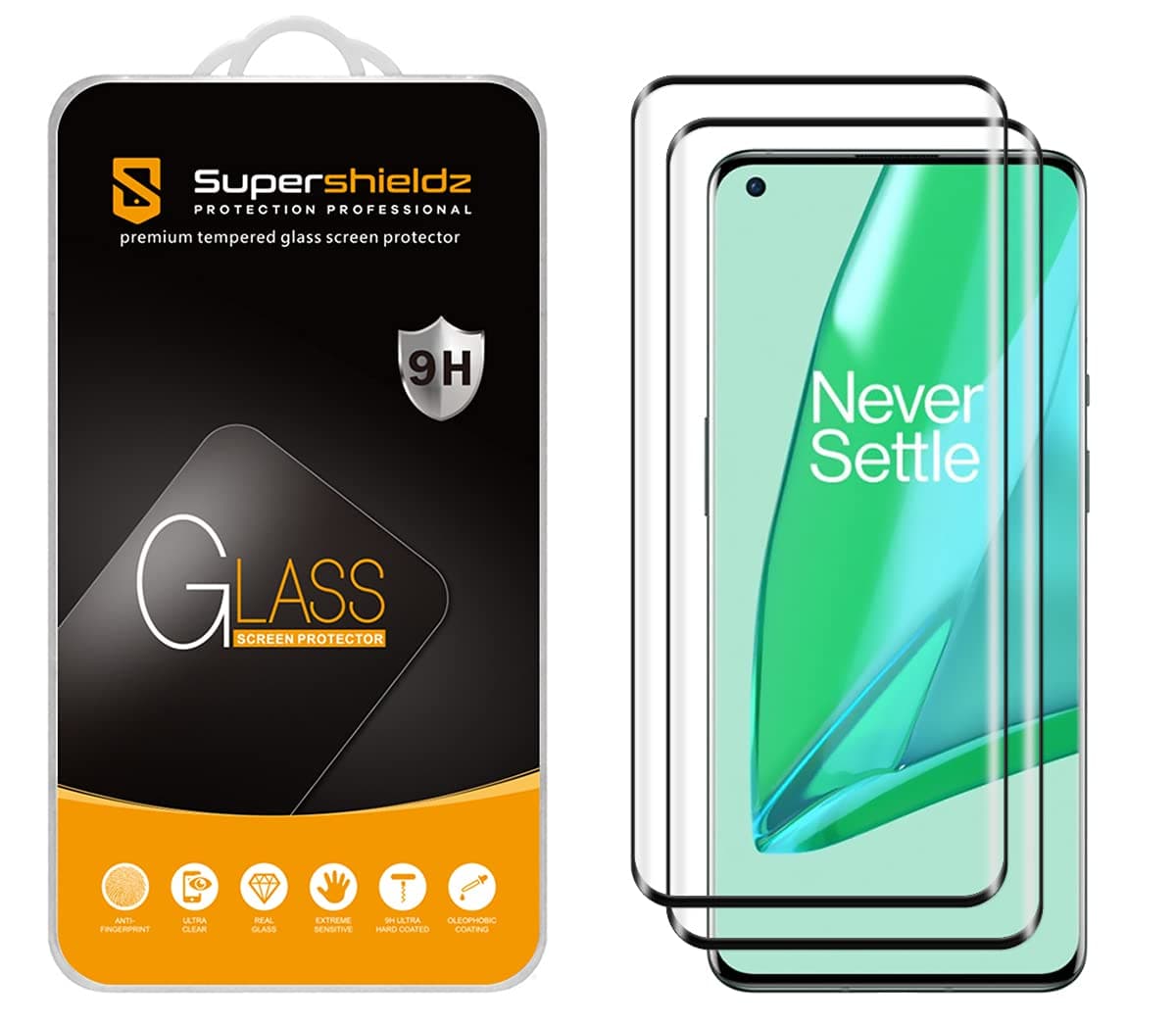 Supershieldz (2 Pack) Designed for OnePlus 9 Pro/OnePlus 9 Pro 5G Tempered Glass Screen Protector, Anti Scratch, Bubble Free (Black)