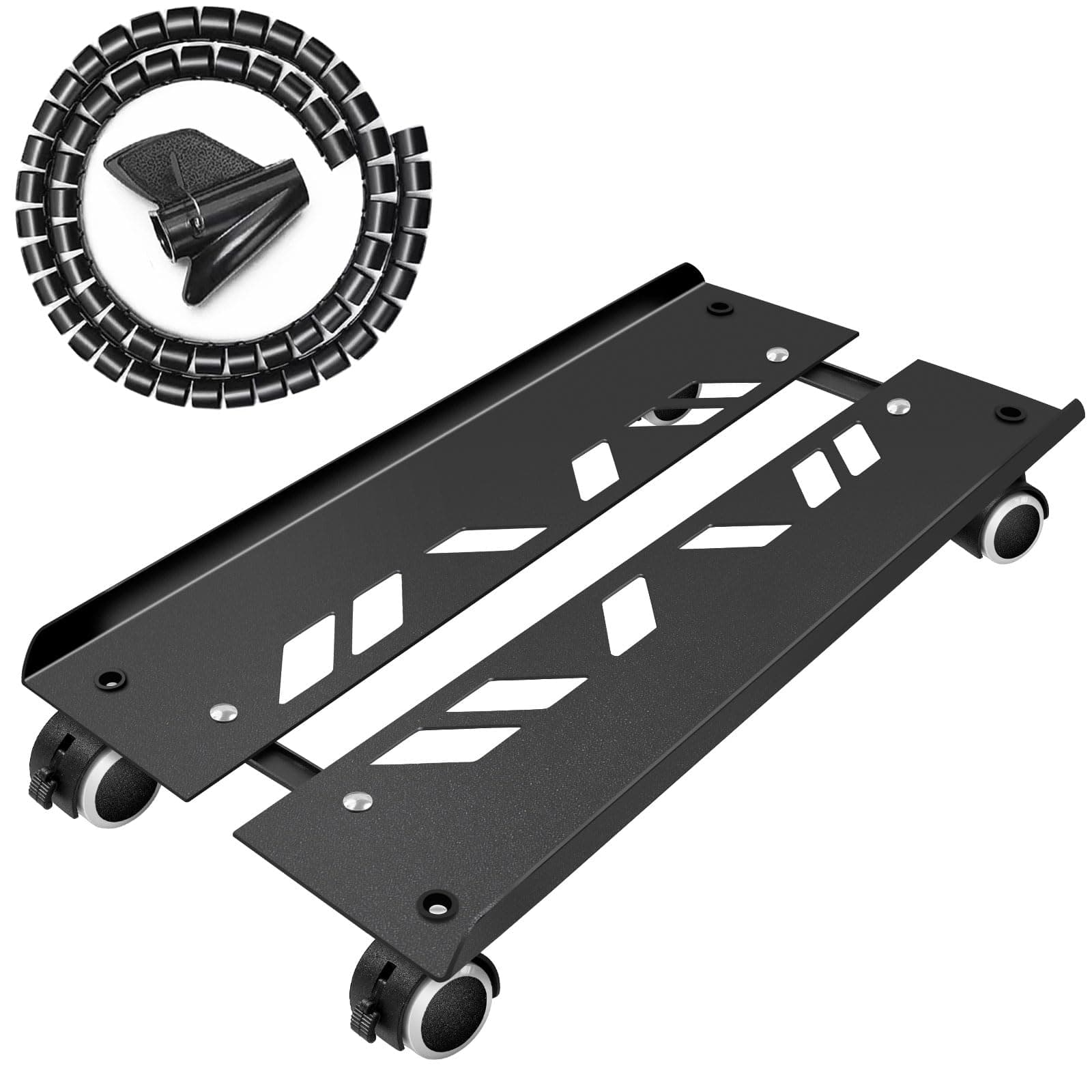 Seloom Computer Tower Stand, Adjustable PC Stand, Heavy-Duty Mobile CPU Tower Holder with Rolling Caster Wheels, Fits Most Gaming Desk Floor